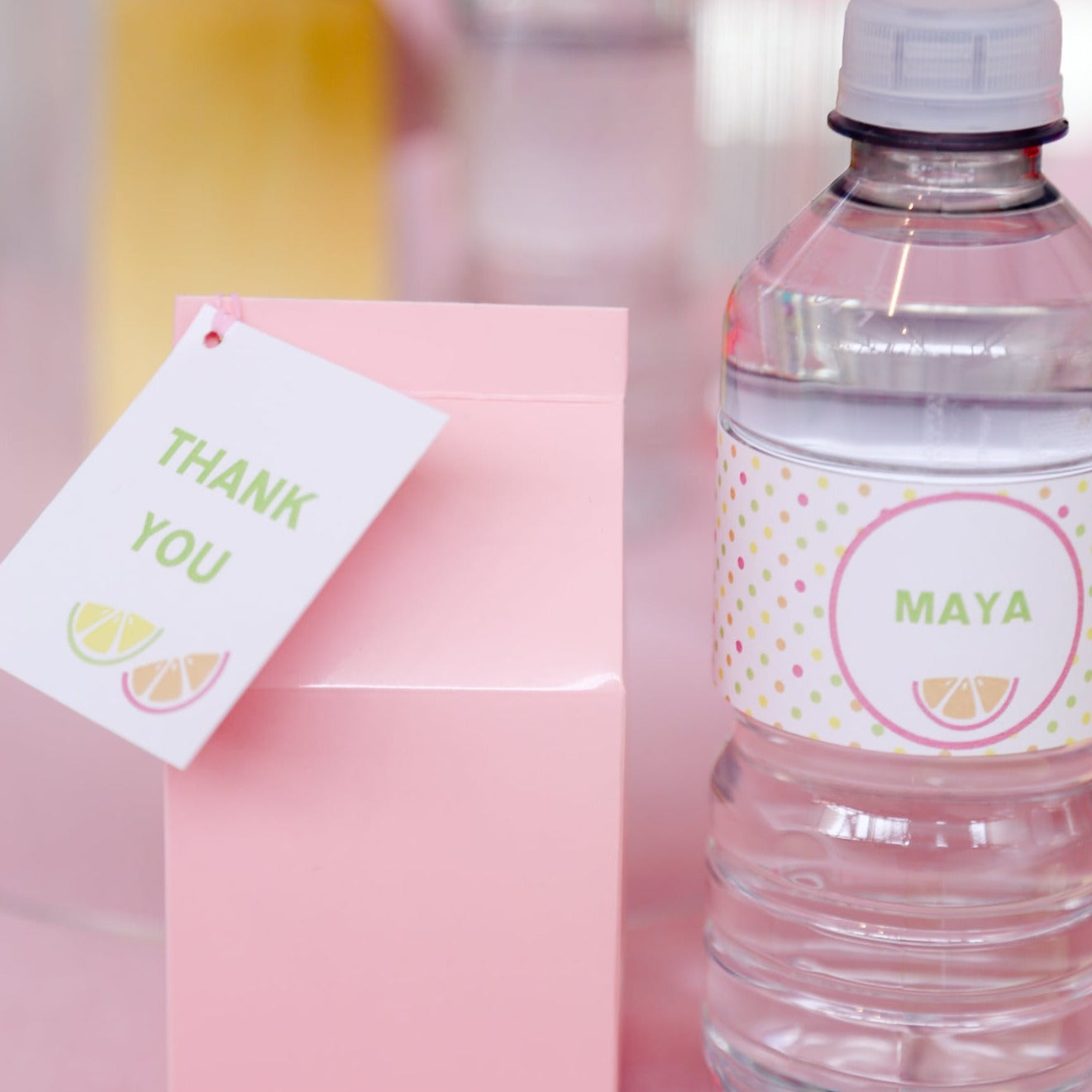Gift Label and Water Bottle Wraps in Citrus Summer theme by The Printable Place
