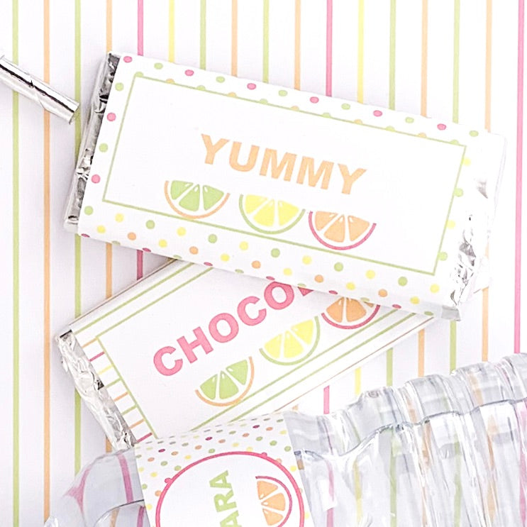 Citrus Summer Chocolate Bar Wraps by The Printable Place