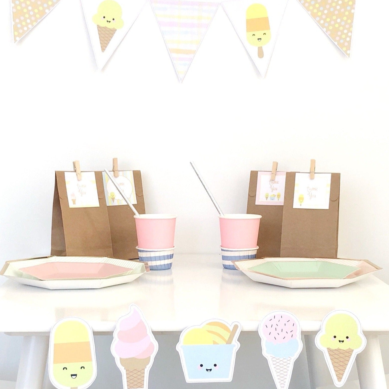 Pastel Sorbet Ice Cream Party Decor - The Printable Place