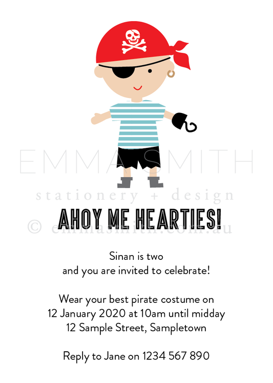 Ahoy Mateys Pirate Themed Printable Invitation - The Printable Place