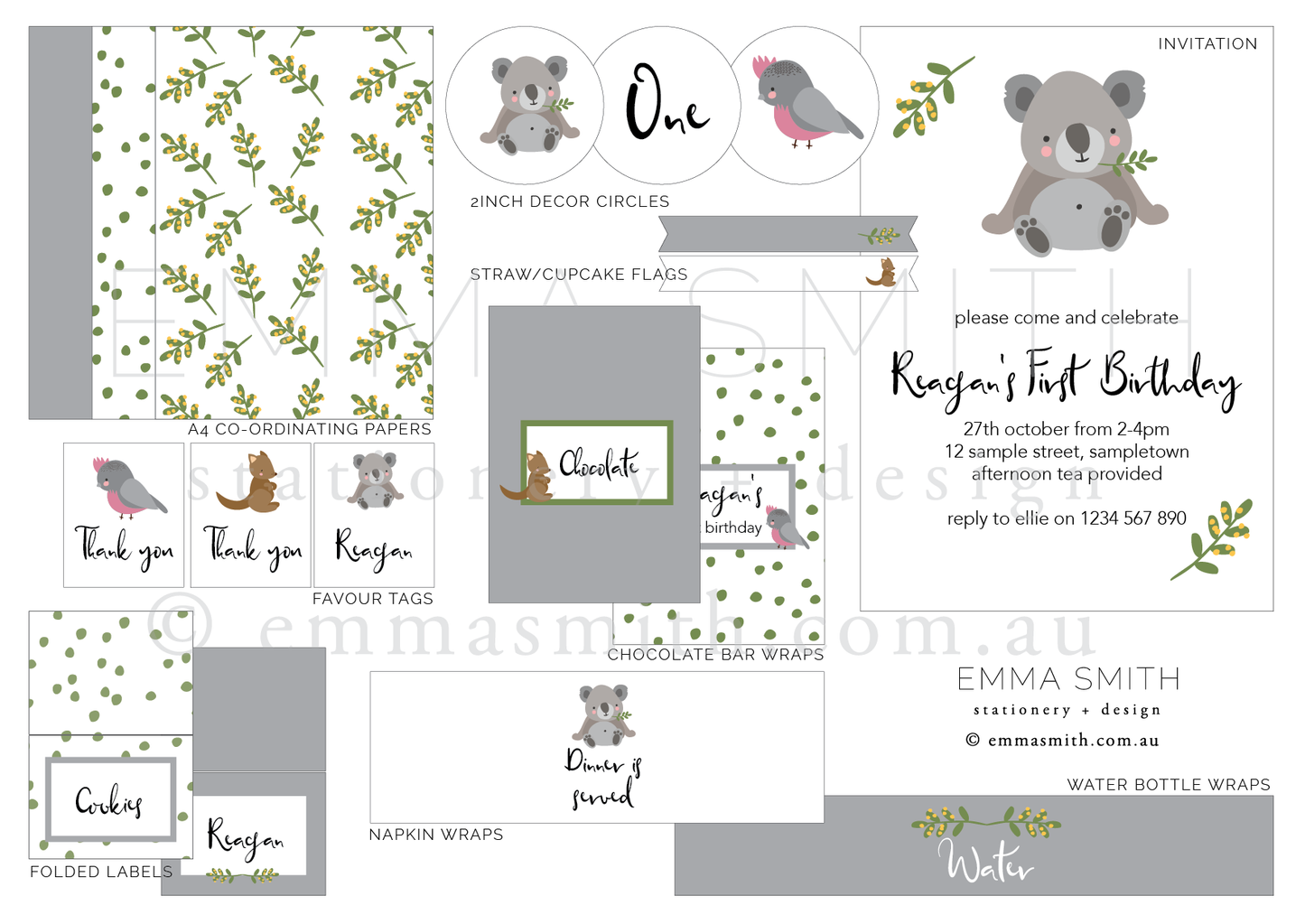 Aussie Cuties with Koala Printable Party Decoration Bundle - The Printable Place