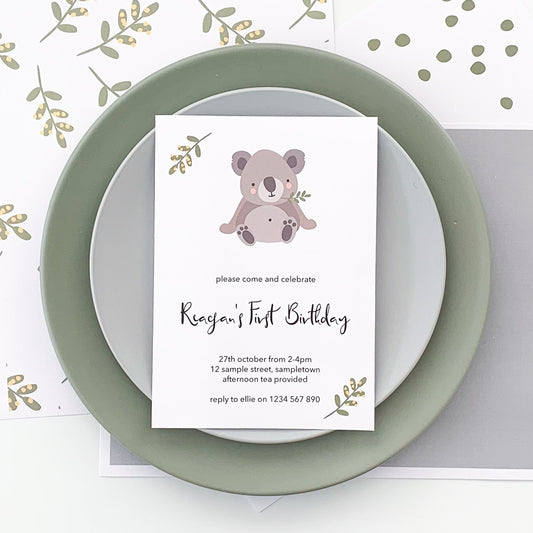 Aussie Cuties Printable Invitation with Koala - The Printable Place