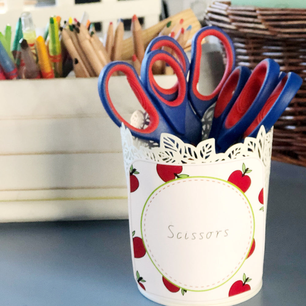 Back to School Classroom Decor Starter Pack - Square Labels on Scissors - The Printable Place