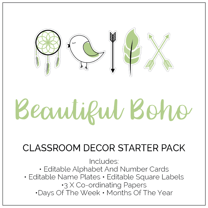 Classroom Decor Starter Pack - Green - The Printable Place