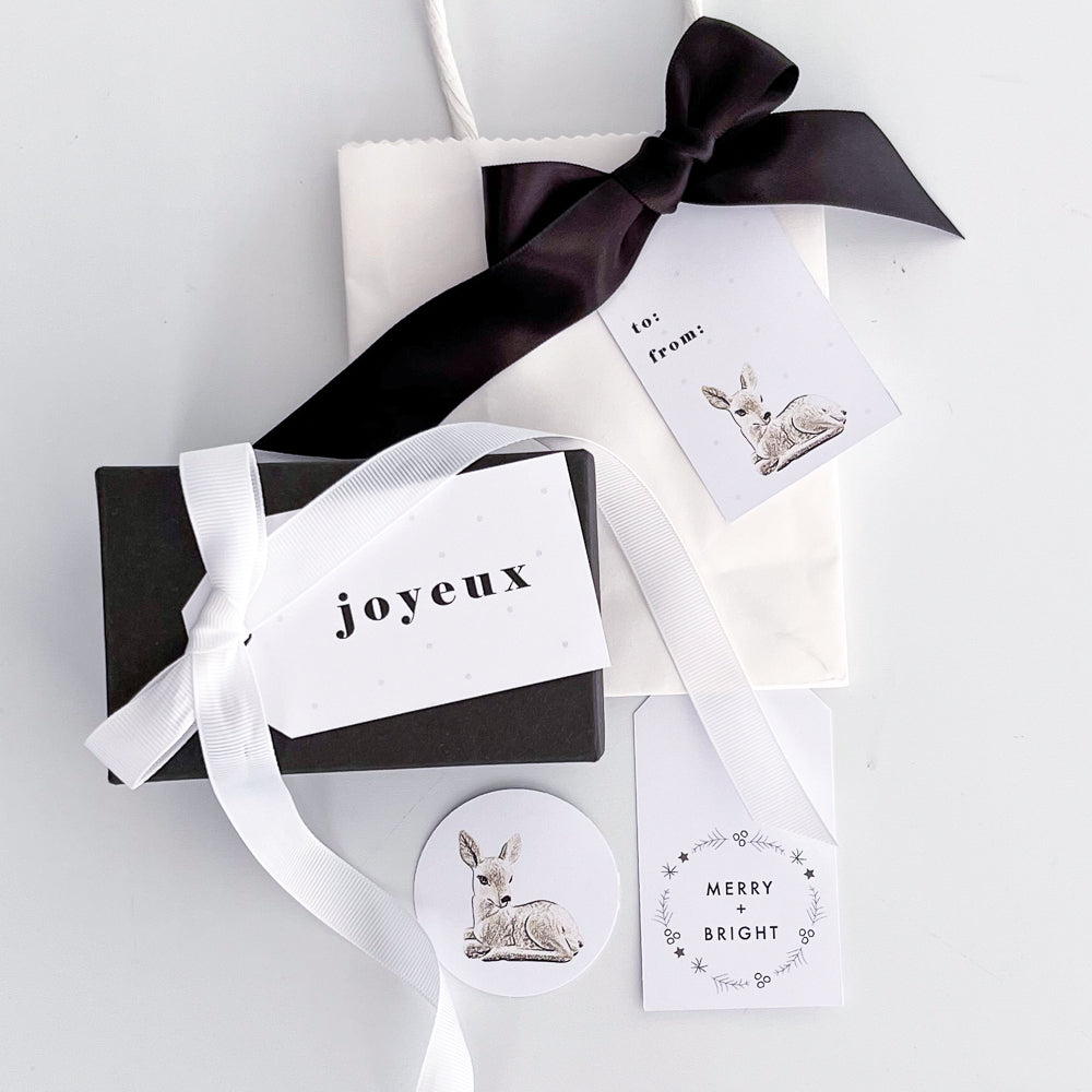 Black and White Christmas Cards Minimal Gift Set -The Printable Place