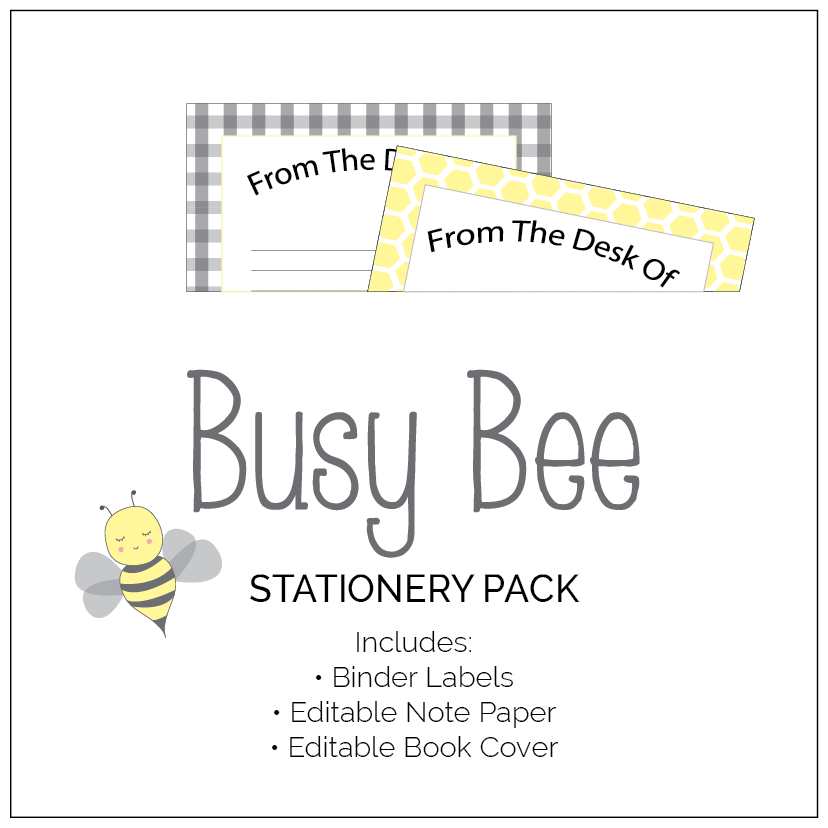 Busy Bee Stationery Note Paper - The Printable Place