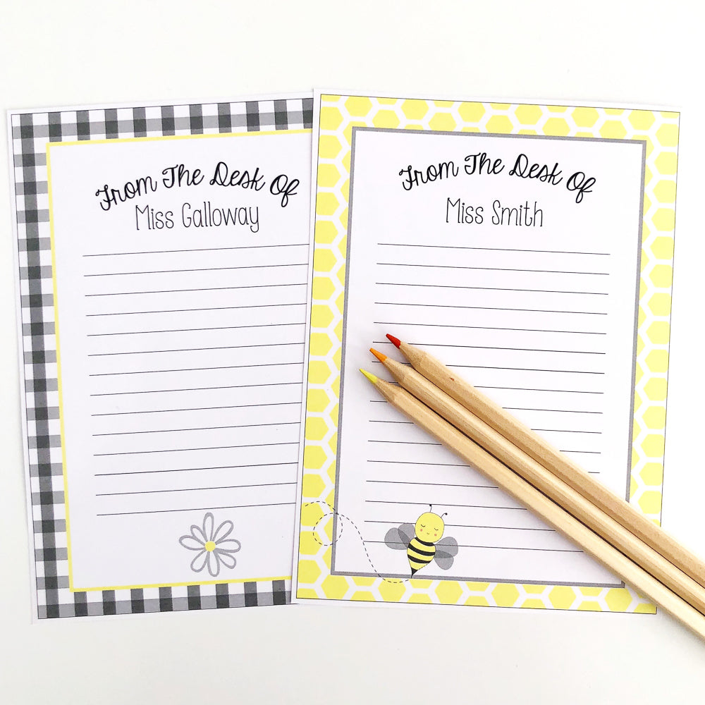 Bee Themed Note Paper Download - The Printable Place