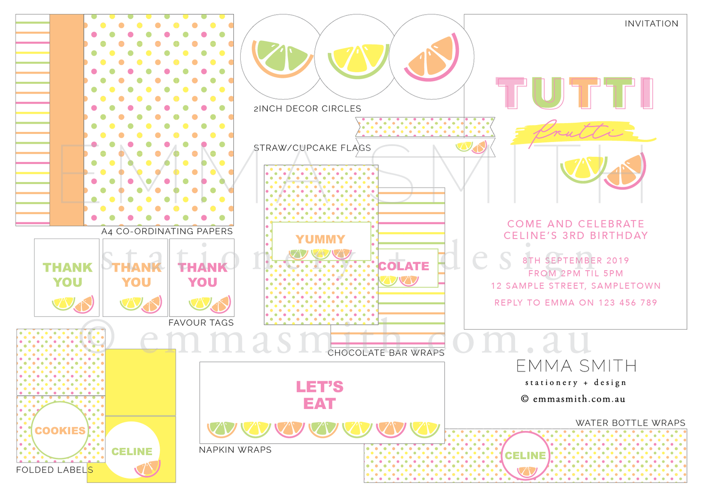 Citrus Summer Printable Party Decoration Bundle-the-printable-place.myshopify.com-Printable Party Package