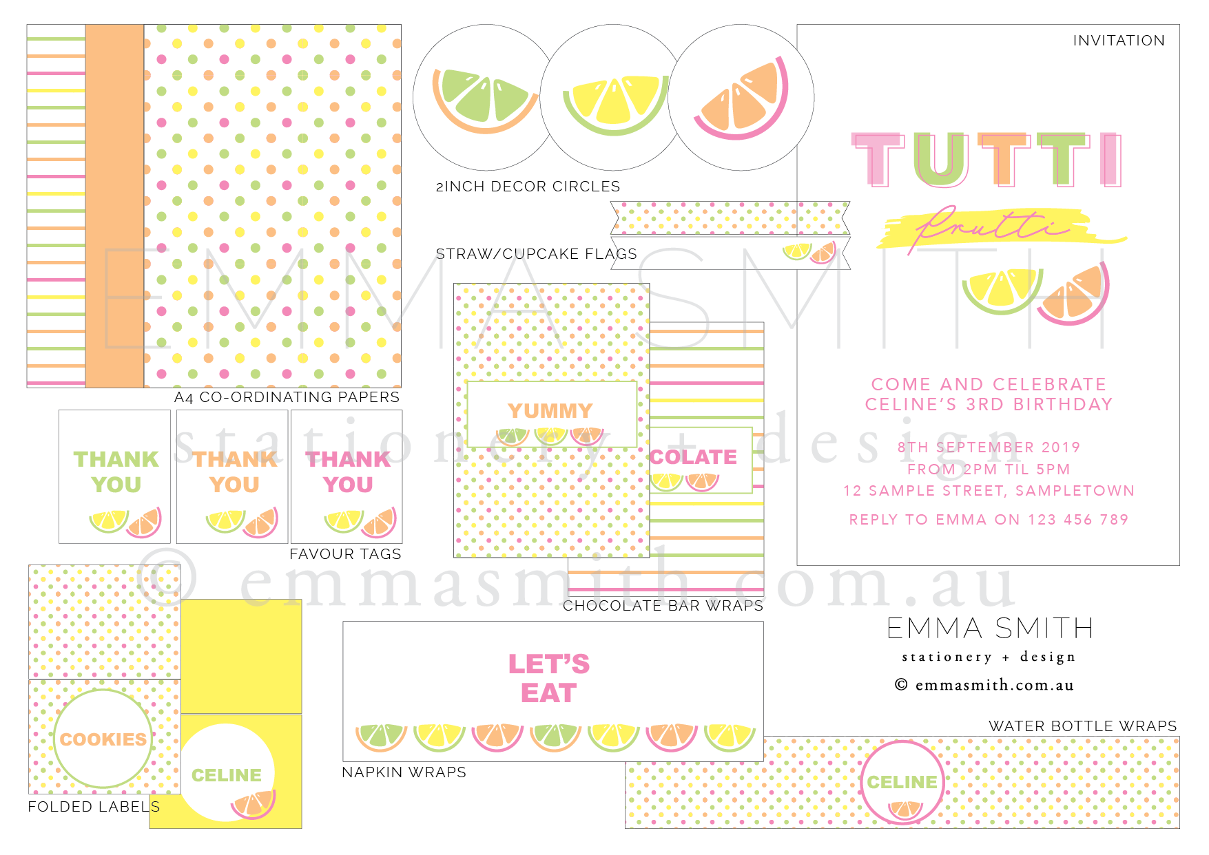 Citrus Summer Printable Party Decoration Bundle-the-printable-place.myshopify.com-Printable Party Package