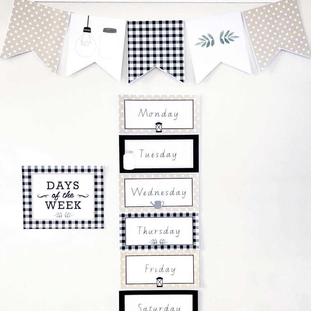Sarah-Jane's Farmhouse Classroom and Decoration Bundle - Days of the Week - The Printable Place