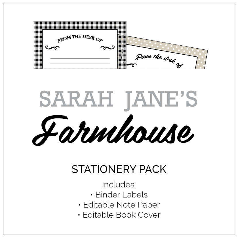 Farmhouse Theme Stationery and Binder Labels - The Printable Place