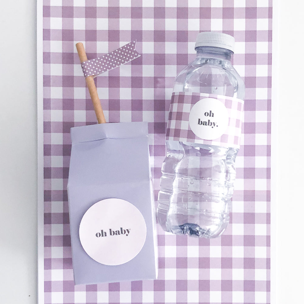 Gingham Party Decor in Lilac - The Printable Place