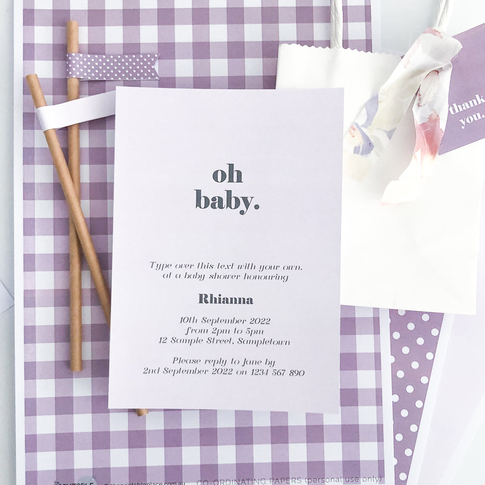 Gingham Dreams invitation - The Printable Place