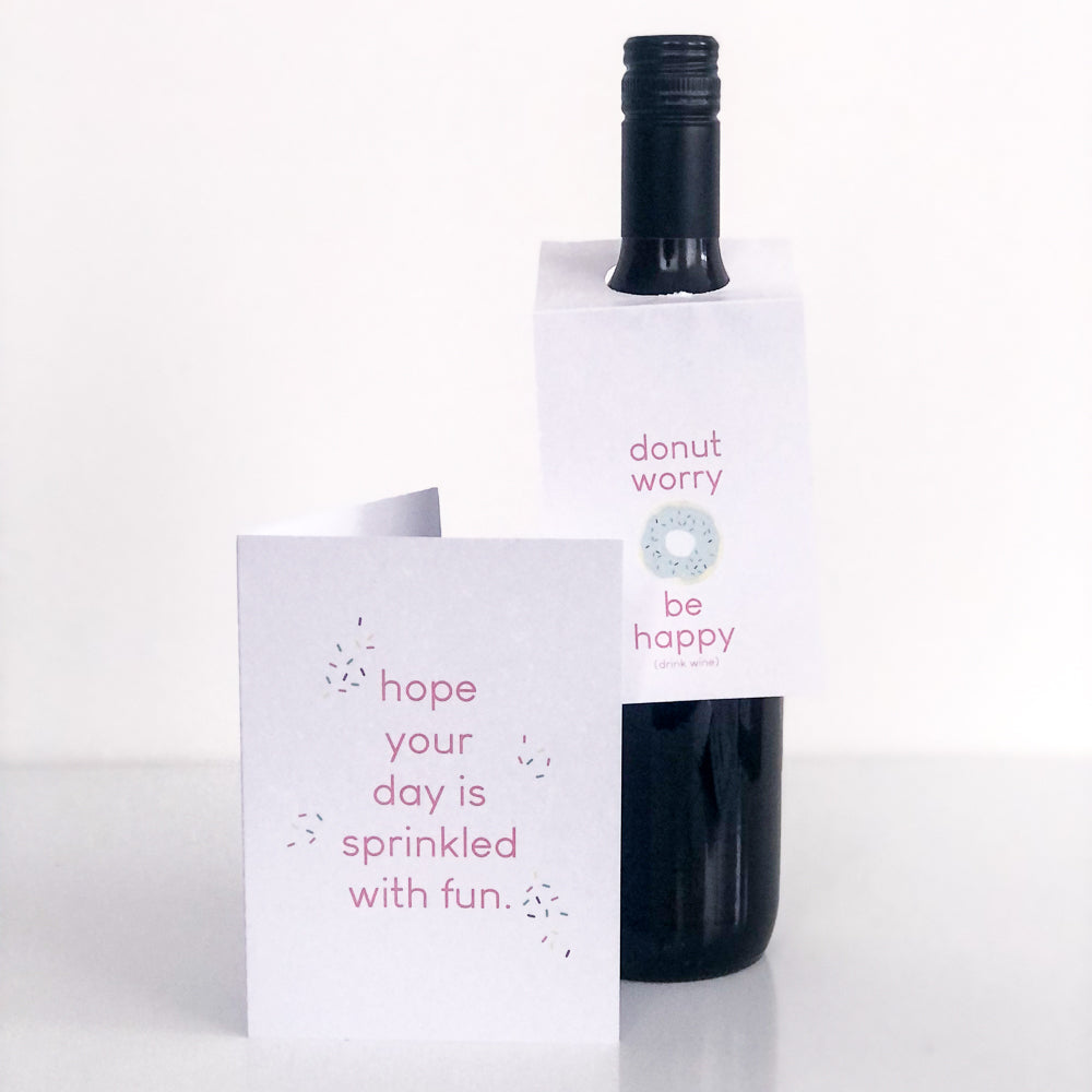 Donut themed wine Label and Card - The Printable Place