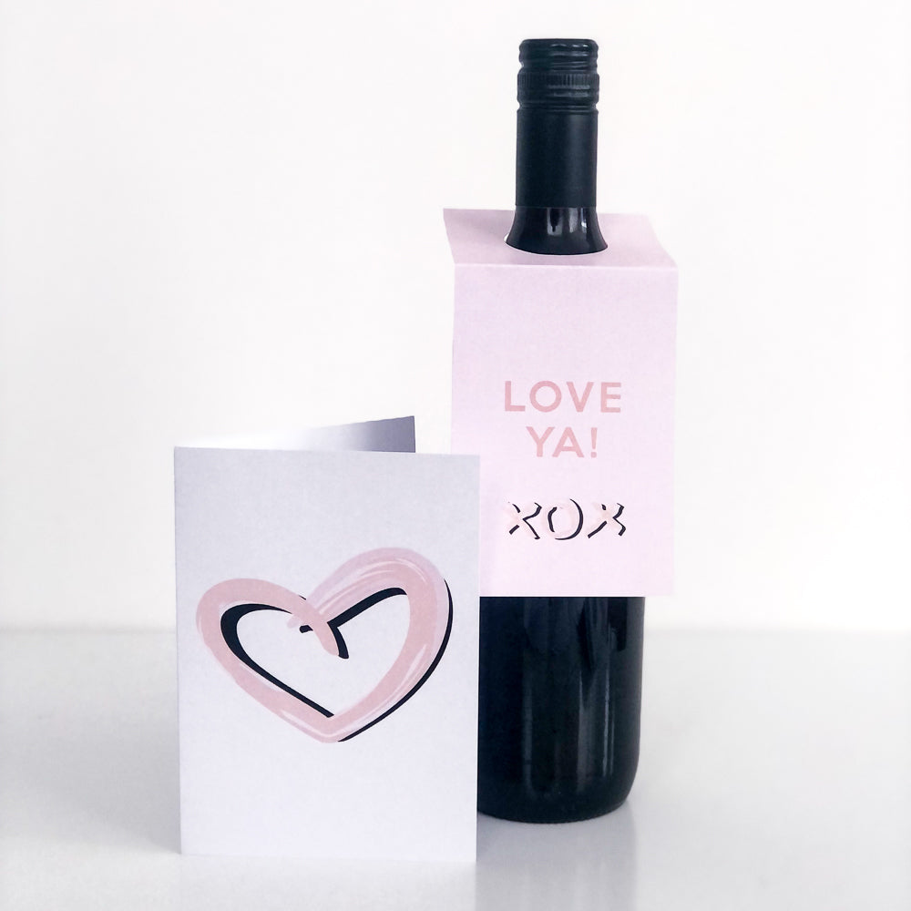 Valentine Pink Heart Wine Label and Card - The Printable Place