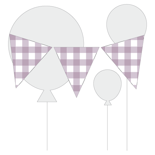 Lilac Gingham Bunting Flag Decoration - The Printable Place