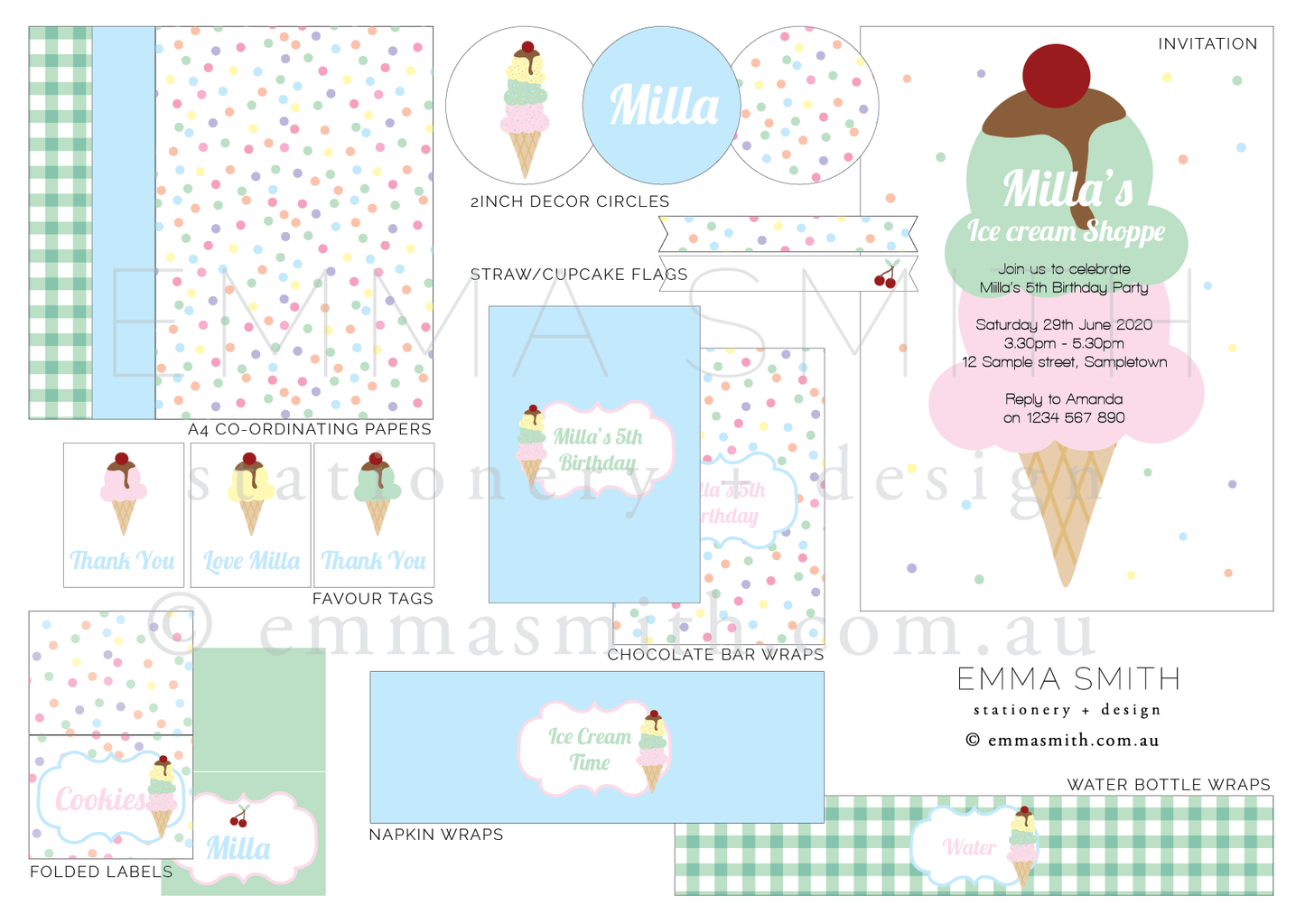 Ice Cream Party Printable Party Decoration Bundle-the-printable-place.myshopify.com-Printable Party Package