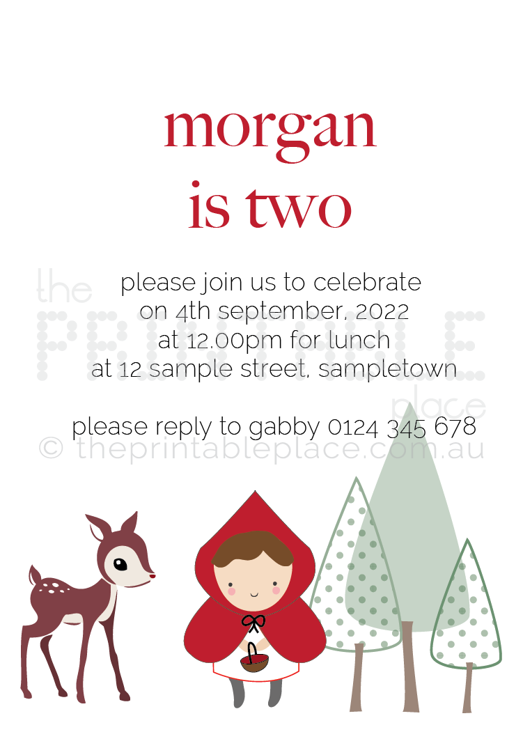 Red Riding Hood Fairytale Invitation - The Printable Place