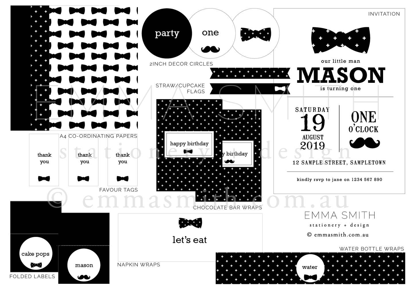 Little Man Printable Party Decoration Bundle-the-printable-place.myshopify.com-Printable Party Package