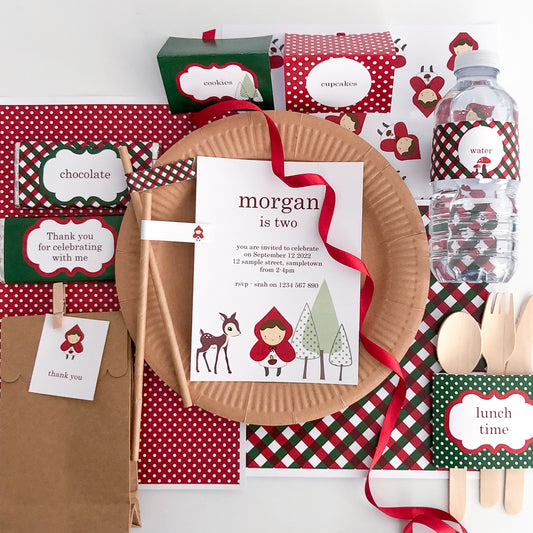 Little Red Riding Hood Theme Birthday Party Decoration Bundle - The Printable Place