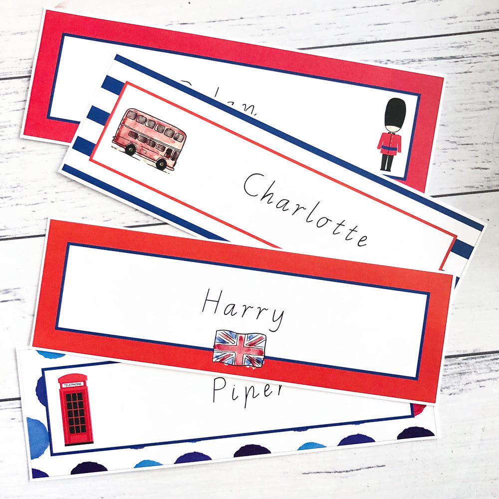 London's Calling Classroom Decor Starter Pack - Name Plates - The Printable Place