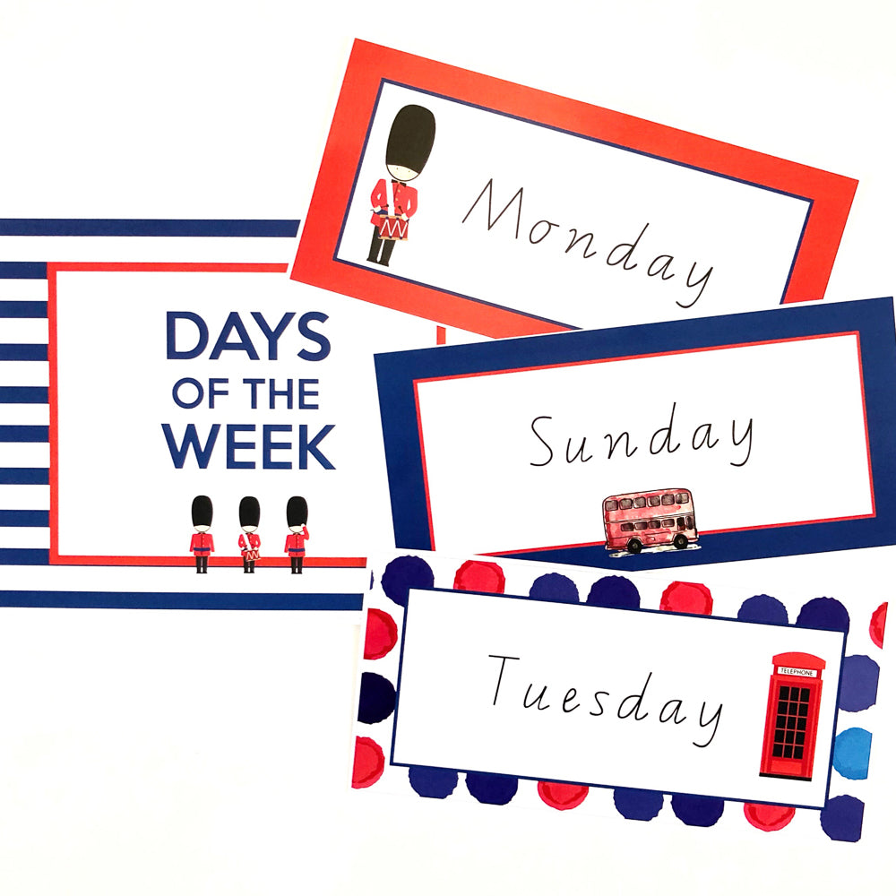 London's Calling Classroom and Decoration Bundle - Days of the Week - The Printable Place