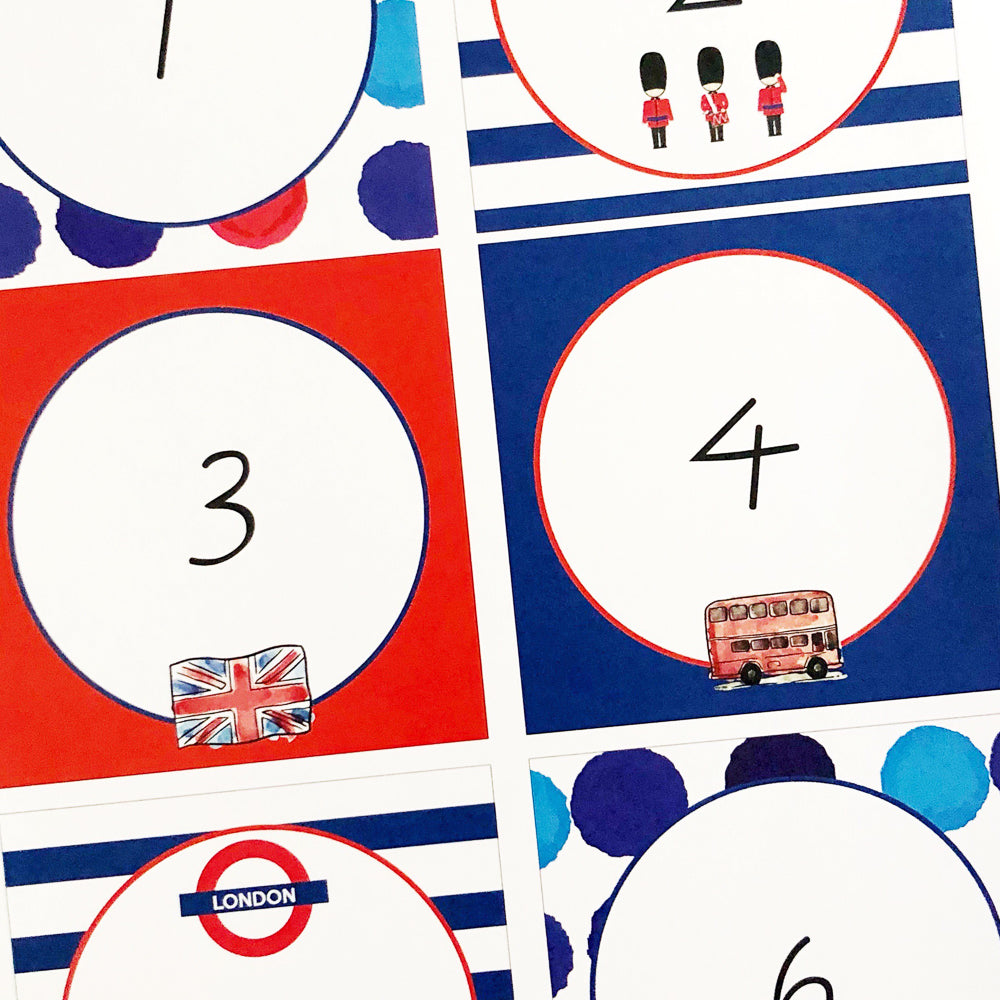 London's Calling Classroom and Decoration Bundle - Number Cards - The Printable Place