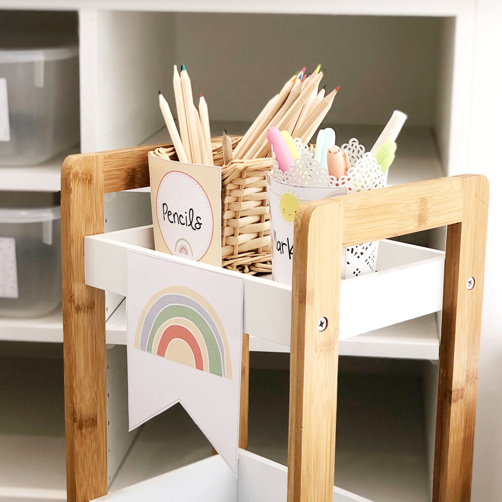 Over the Rainbow Classroom and Decoration Bundle - Pencil Tubs - The Printable Place