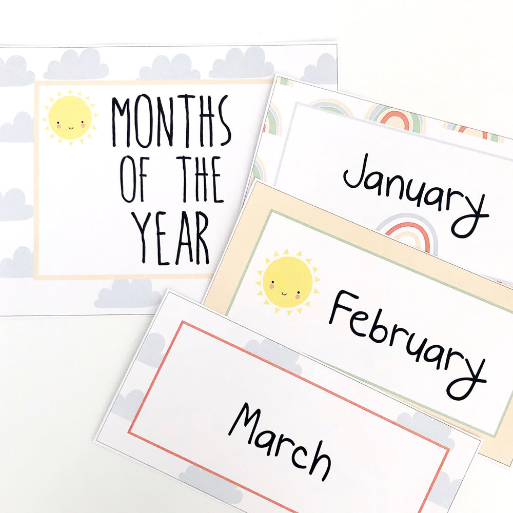 Over the Rainbow Classroom and Decoration Bundle - Months of the Year -The Printable Place