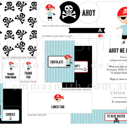 Ahoy Mateys Pirate Printable Party Decoration Bundle - The Printable Place