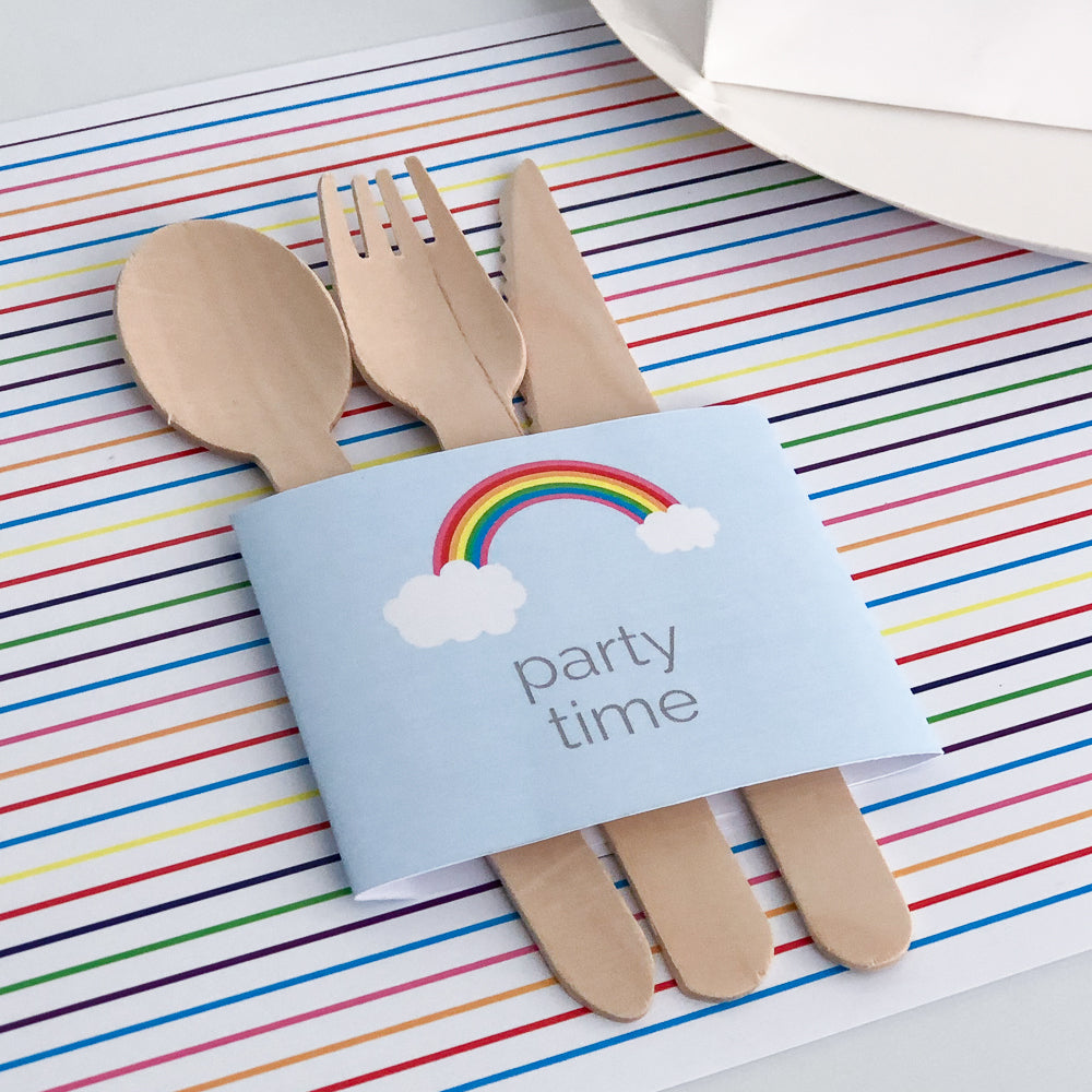 Rainbow Cutlery or Napkin Wraps - The Printable Place