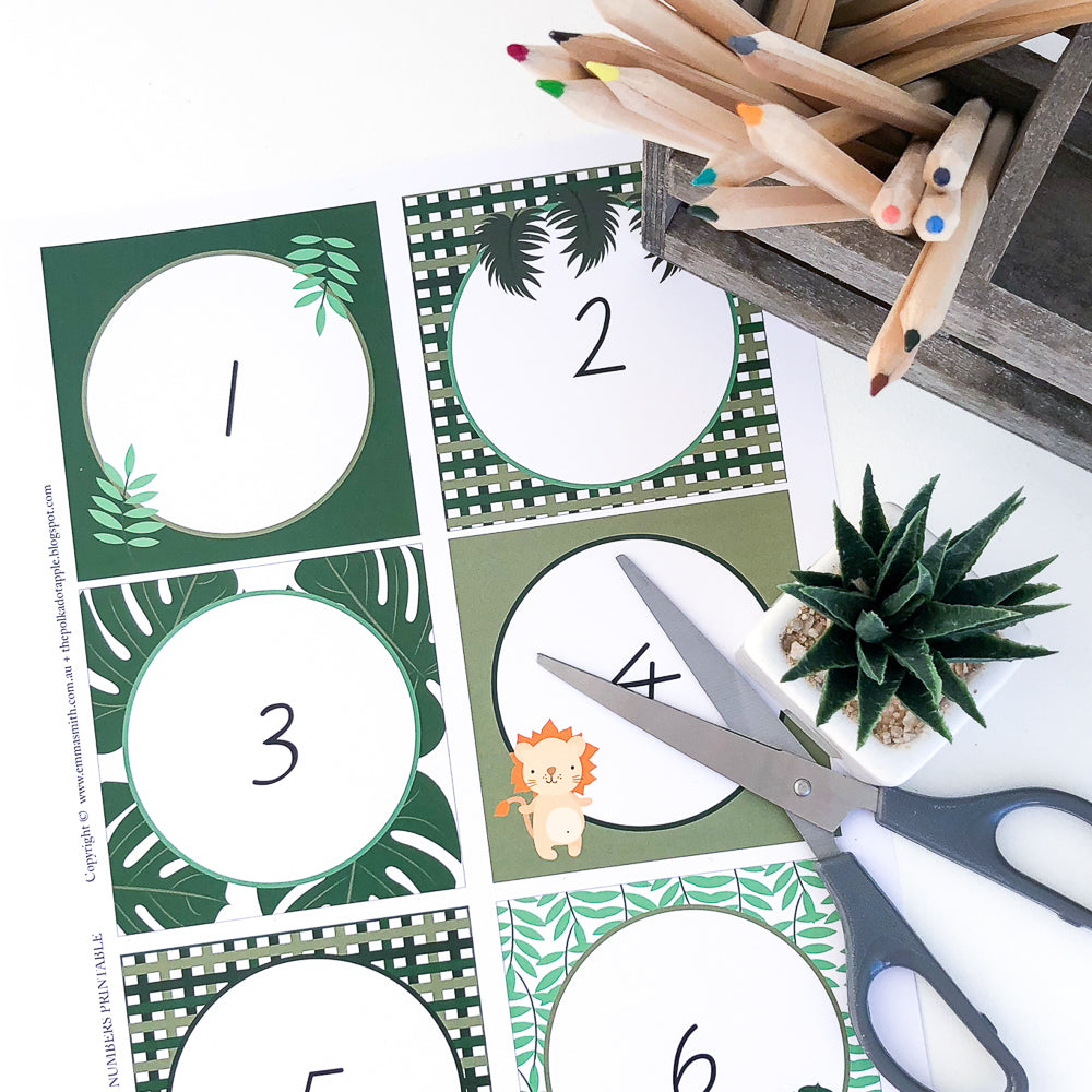 School Safari Classroom Decor Starter Pack - Number Labels - The Printable Place