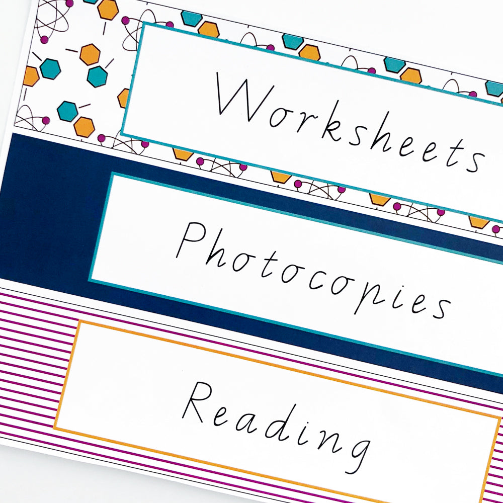 Science Theme Binder Label Downloads - The Printable Place