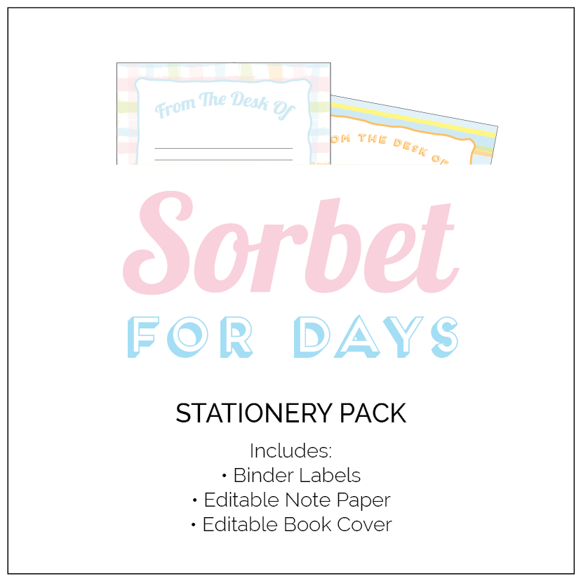 Sorbet for Days Stationery Binder Labels - The Printable Place