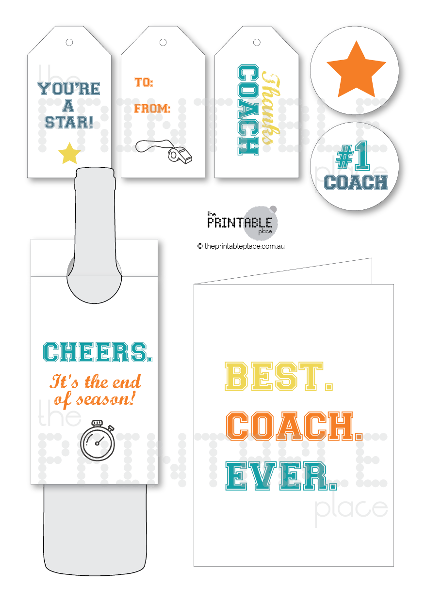 Thank You Coach Printable Gift Card Set - The Printable Place