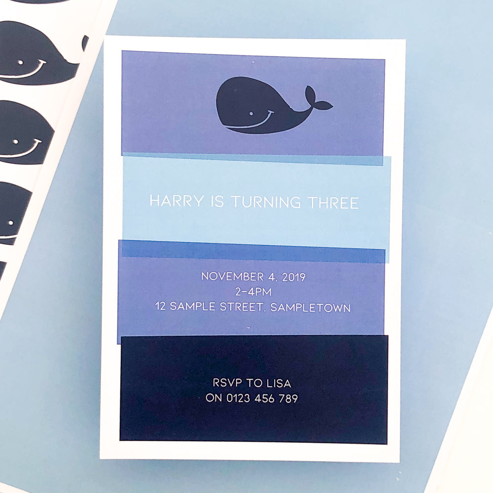 Blue Whale Birthday Invitation - The Printable Place